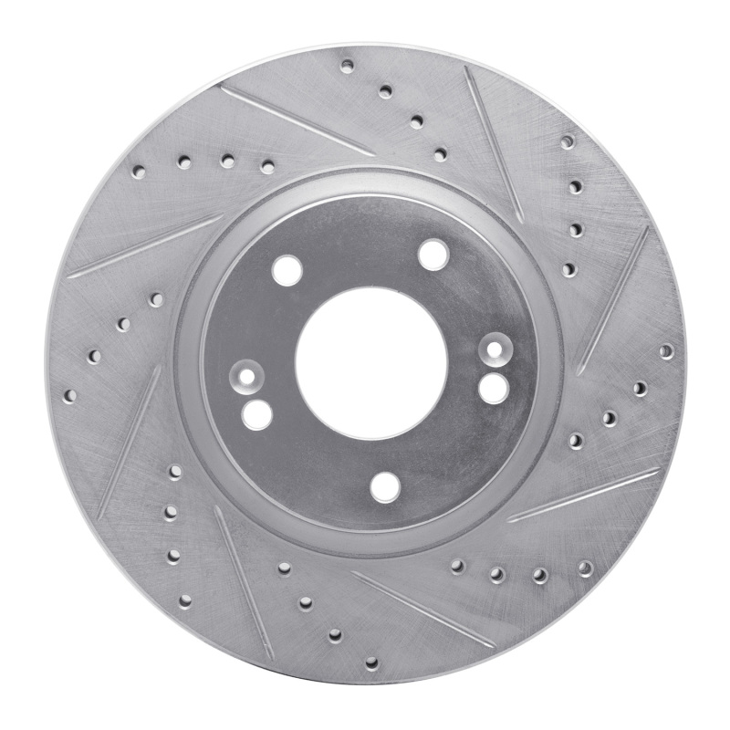 Hyundai Santa Fe Brake Rotor (1) - Front Right - R1 Concepts - Drill & Slot - Silver - `10-`13